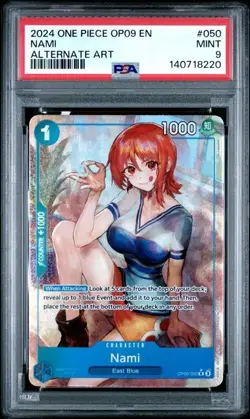 2024 ONE PIECE OP09-EMPERORS IN THE NEW WORLD #050 NAMI ALTERNATE ART PSA 9 (220 - Image 1