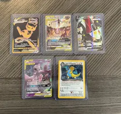 Pokemon 5 Card Lot Dark Dragonite Mew Vmax Charizard V Mewtwo&Mew Espeon&Deoxys - Image 1