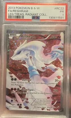 2013 Pokemon BW Legendary Treasures Radiant Collection Reshiram #RC22 PSA 1 - Image 1