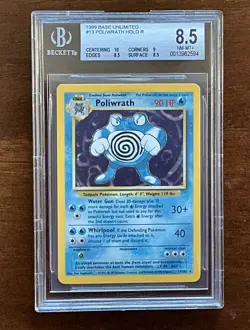 Pokemon Poliwrath Base Set Unlimited Holo Rare 013/102 BGS 8.5 - Image 1