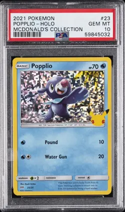 2021 POKEMON MCDONALD'S COLL #23 POPPLIO-HOLO PSA 10 - Image 1
