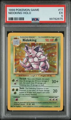 1999 POKEMON GAME #11 NIDOKING-HOLO PSA 5 - Image 1