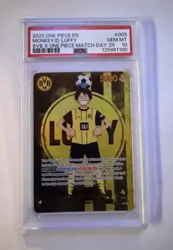 MONKEY D LUFFY BVB X ONE PIECE MATCH DAY '25 ONE PIECE PROMOS 2025 003 PSA 10 - Image 1