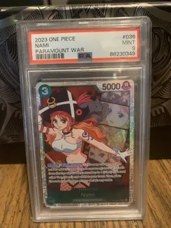 Nami 2023 One Piece OP02 Paramount War - SR - #036 PSA 9 - Image 1