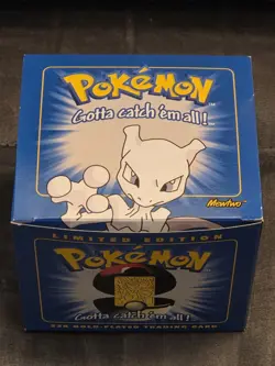 Pokemon Burger King 23k Gold Plated Trading Card Mewtwo Blue Box - Image 1