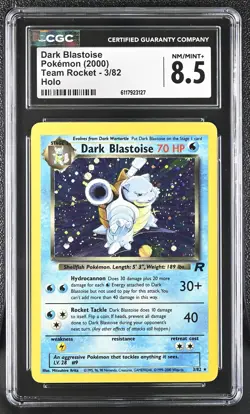 CGC 8.5 Dark Blastoise 2000 Team Rocket 3/82 Holo Pokemon Card - Image 1