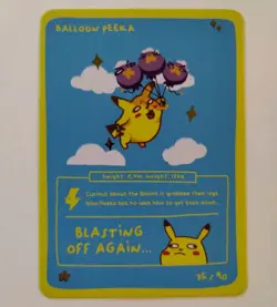 Pokedoodles Pikachu Drifloon (Balloon Peeka) 35/90 Gold Star Rare Pokemon Card - Image 1
