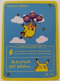 Pokedoodles Pikachu Drifloon (Balloon Peeka) 35/90 Gold Star Rare Pokemon Card - Image 2