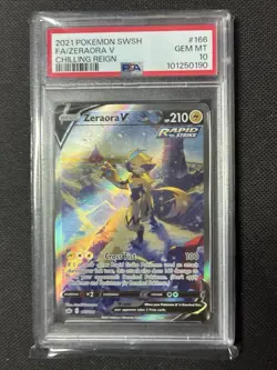 ZERAORA V 2021 Pokemon #166/198 PSA 10 GEM-MINT Chilling Reign FULL ART Graded - Image 1