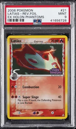 2006 POKEMON EX HOLON PHANTOMS #21 LATIAS-REVERSE FOIL PSA 9 - Image 1