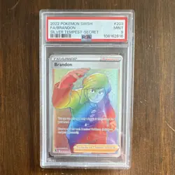 Pokemon TCG Brandon 203/195 Silver Tempest Secret Rare Full Art Holo PSA 9 2022 - Image 1