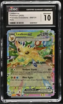 Leafeon ex Pokemon (2025) Prismatic Evolutions #6 Holo CGC 10 - Image 1