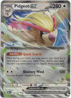 Pokemon Pidgeot ex Double Rare Obsidian Flames OBF 164/197 NM EN - Image 1