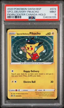 SPECIAL DELIVERY PIKACHU 2020 POKEMON CENTER CANADA SWSH074 PSA 9 New Slab - Image 3