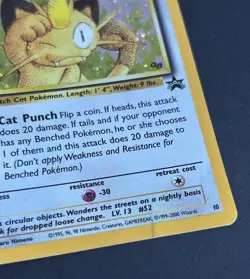 Pokemon Meowth 10/53 Wotc Promo Holo MP Crease - Image 2