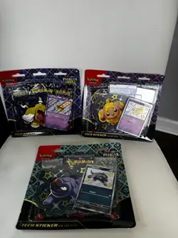 Pokemon TCG Paldean Fates Tech Sticker Collection Set Of 3 Factory Sealed - Image 1
