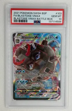 2021 POKEMON SWSH BSP FA/BLASTOISE VMAX #103 PSA 10 GEM MT - Image 1