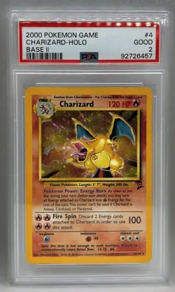 2000 Pokemon Base Set 2 Charizard Holo #4/130 PSA 2 GOOD - Image 2