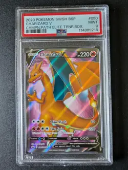 2020 Pokemon Champions Path Charizard V SWSH050 PSA 9 MINT - Image 1