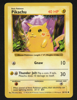 Pikachu Red Cheeks Shadowless Unlimited Base Set - #058/102 Pokemon TCG - Image 1