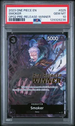2023 ONE PIECE PROMOS PARAMOUNT WAR PRE-RELEASE-WINNER #025 SMOKER PSA 10 - Image 1