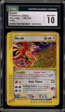 Pokemon Ho-Oh Skyridge Crystal Holo Secret Rare #149 CGC 10 Gem Mint - Image 1