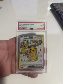 Pokemon Pikachu ex Ultra Rare Holo 219/191 Sv08 Surging Sparks PSA 9 2024 - Image 1