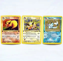 1st EDITION FLAREON 3/64 JOLTEON 4/64 VAPOREON 12/64 Jungle HOLO RARE Pokemon - Image 2