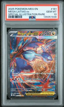 2025 Pokemon Mega Evolution Base #181 SIR Mega Latias ex PSA 10 Gem Mint QTY - Image 1