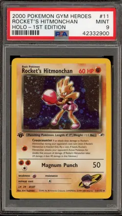 Pokemon Rocket's Hitmonchan Gym Heroes 1st Edition Holo Rare #11 PSA 9 Mint - Image 1