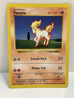 Pokemon WOTC VTG Ponyta 060/102 Base Set (Shadowless) Regular LP - Image 1