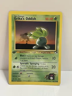 Pokemon WOTC TCG VTG Erika's Oddish 078/132 Gym Heroes Regular LP - Image 1