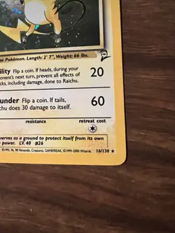 Pokemon TCG Base Set 2 Raichu Holo Card 16/130 LP/NM Condition - Image 4