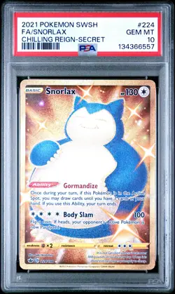 2021 POKEMON SWORD & SHIELD CHILLING REIGN SECRET #224 FULL ART/SNORLAX PSA 10 - Image 1