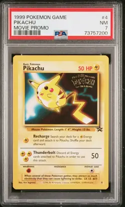 Pokemon TCG Pikachu Wizards Black Star Promos 4 Regular Promo 1999 PSA 7 NM - Image 1