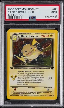 2000 POKEMON ROCKET 1ST ED #83 DARK RAICHU-HOLO PSA 9 - Image 1