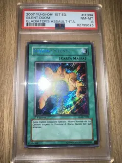 Yugioh! PSA 8 Silent Doom GLAS-IT094 Secret Rare 1st Edition ITALIAN - Image 1