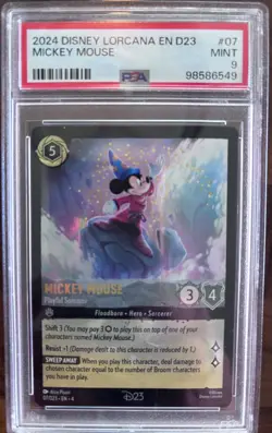 2024 DISNEY LORCANA EN D23-D23 EXPO PROMO MICKEY MOUSE PLAYFUL SORCERER PSA 9 - Image 1