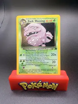 Pokemon ""SWIRL" TCG Team Rockets Dark Weezing Holo Rare Card 14/82 Unlimited NM - Image 1