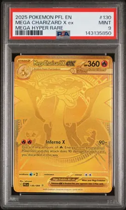 2025 POKEMON PFL EN-PHANTASMAL FLAMES MEGA HYPER RARE MEGA CHARIZARD X EX PSA 9 - Image 1