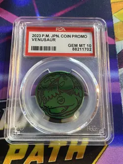 PSA 10 2023 Venusaur Pokemon Japanese Coin Promo Gem Mint Pokecoin - Image 1