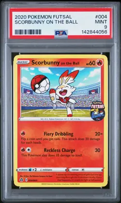 2020 POKEMON FUTSAL #004 SCORBUNNY ON THE BALL PSA 9 - Image 1