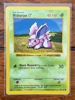 1999 Pokemon Nidoran M 55/102 Base Set (Shadowless) Regular - LP - Image 1