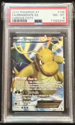 2014 POKEMON XY FURIOUS FISTS #108 FULL ART/DRAGONITE EX PSA 8 - Image 1