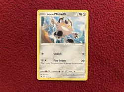Pokemon Miscut Error Inverted Back Galarian Meowth Vivid Voltage 112/185 NM/MT - Image 4