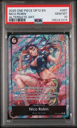 2025 ONE PIECE OP12 087 LEGACY OF THE MASTER NICO ROBIN ALT ART PSA 10 GEM MINT - Image 1