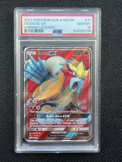 Pokemon TCG Entei GX Full Art Holo Ultra Rare Card 71/73 Shining Legends PSA 10 - Image 1