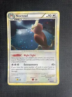 Noctowl 8/123 Holo Rare HeartGold SoulSilver Base Set Pokemon Card LP - Image 1