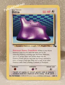 Ditto Pokemon Card NM/MT Fossil Set Non-Holo Rare 18/62 Unlimited WOTC Pokemon - Image 1