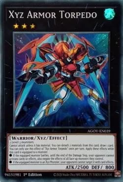 AGOV-EN039 XYZ ARMOR TORPEDO SUPER RARE 1ST EDITION YuGiOh CARD - Image 1